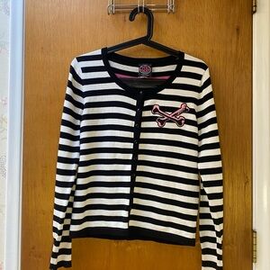 Too Fast Clothing Pink Skull Sweater Cardigan Rockabilly